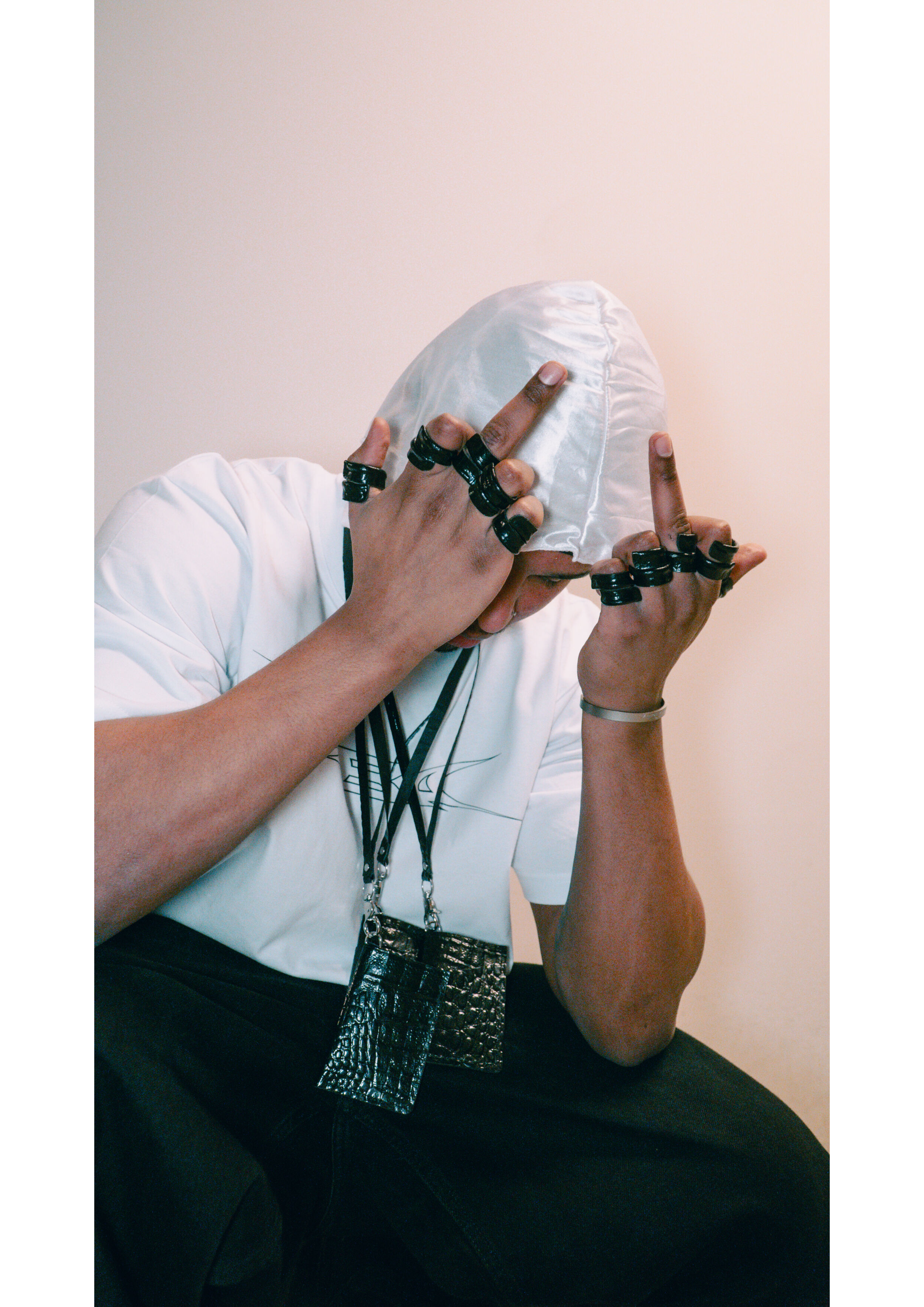 Black Croc Leather Ring