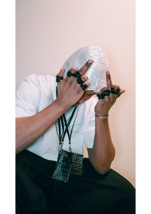 Black Croc Leather Ring